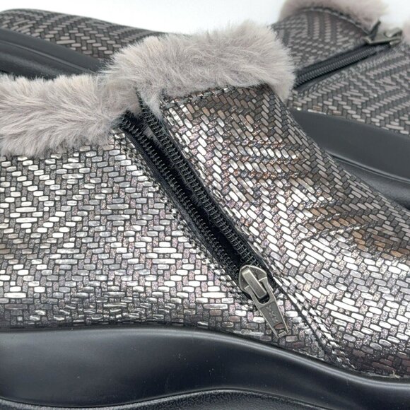 Alegria Leather Ankle Boots Meri Faux Fur Water Resistant Pewter Dazzler US 9 - Picture 7 of 10
